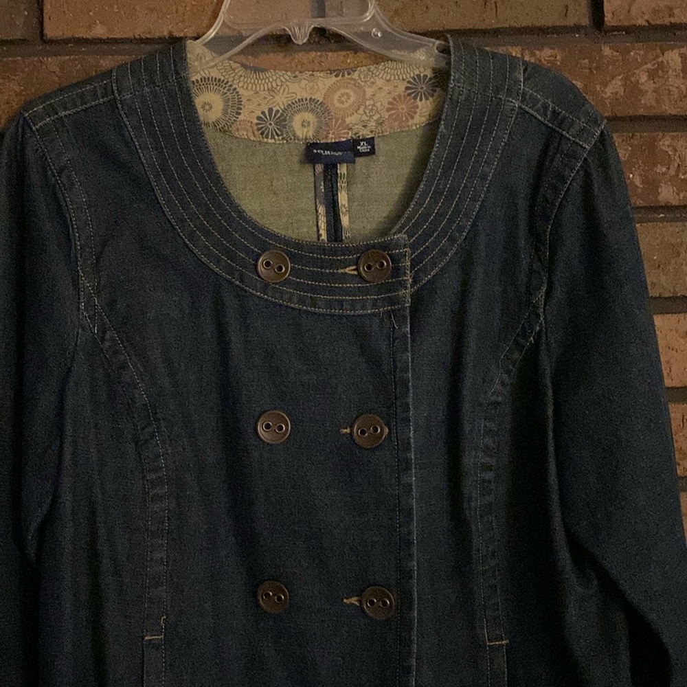 Sonoma XL Double Breasted Denim Jacket Dark Wash Belted Back Womens - Picture 6 of 11